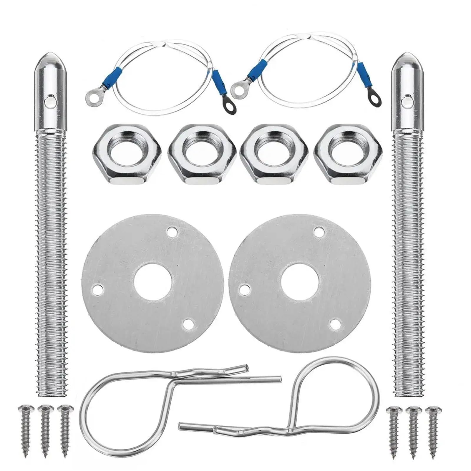 Quick Latch Hood Pins 2-Set Stainless Steel Hood Lock Kit, Racing Style for Enhanced Security & Look