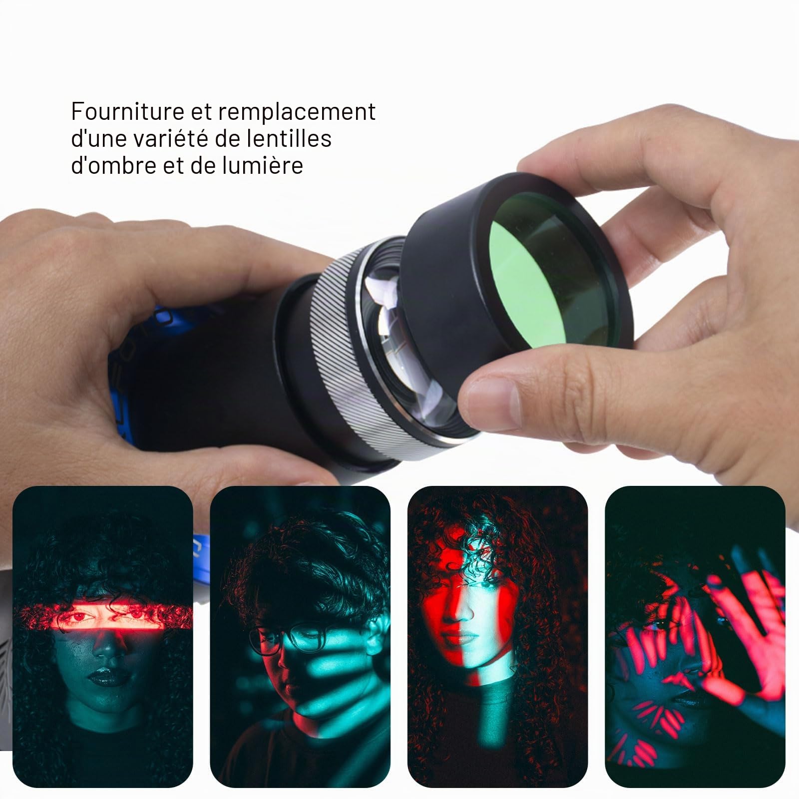 DIFESURO Projecteur optique Snoot Bowens Mount Gobo - 39 Gobos - Accessoire de projection pour projecteur de photographie - Compatible avec Aputure Amaran 100X/D 200D/X, 150C, Godox SL60 pour portrait