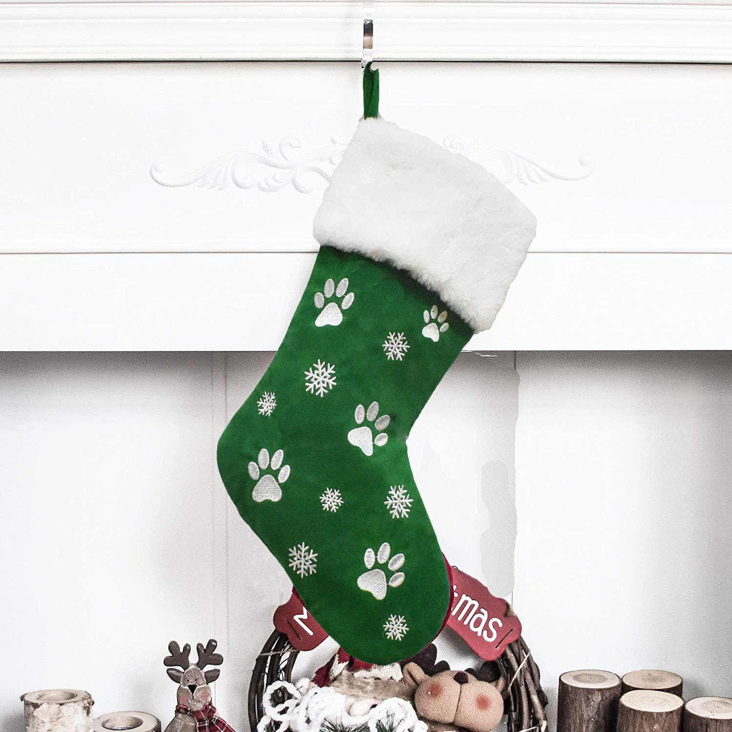 GuardWee Weihnachtsstrumpf Für Hunde 45,7 Cm – Mit Niedlichen Mustern, Plüsch, Aufhänger, Für Geschenke & Dekoration