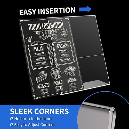 Miniatura 4 de Paquete de 12 soportes acrílicos para letreros de 8.5 x 11 pulgadas, soporte para letrero transparente en forma de L, soporte de plástico