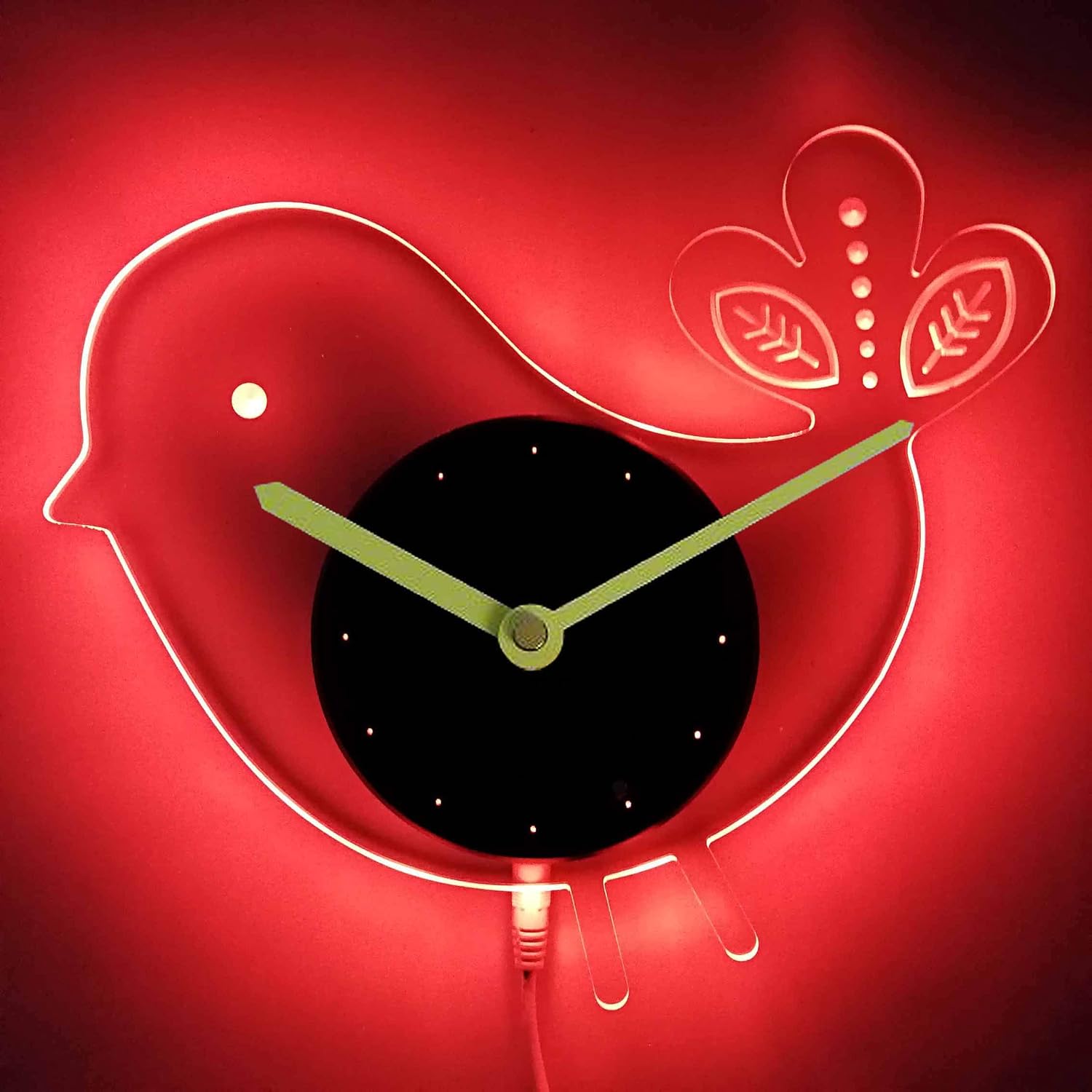 ADVPRO cnc2036-r Bird Nursery Kids Illuminated Edge Lit Bar Beer Neon Sign Wall Clock with LED Night Light