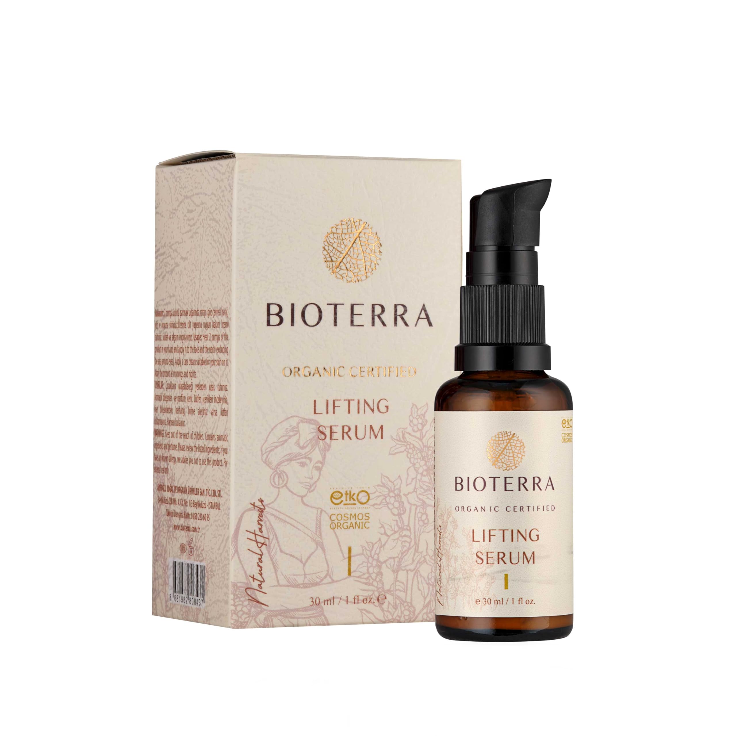 Bioterra Organic Lifting Serum, Rejuvenation & Antioxidants, Firming Face Serum for Fine Lines & Wrinkles Natural