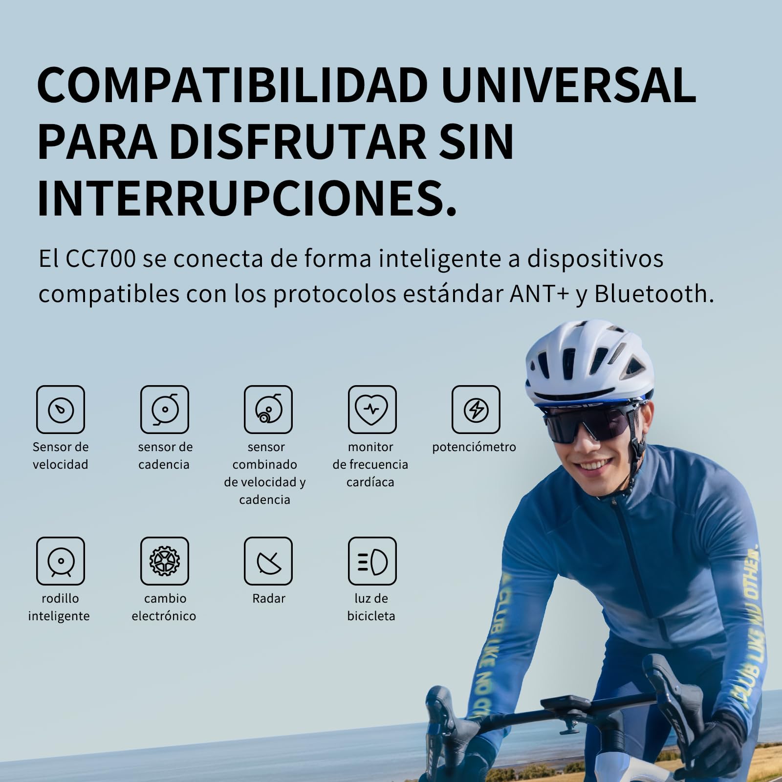 GEOID CC700 GPS Ciclocomputador Bicicleta Sin Cables Pantalla Color 2.8 Pulgadas Navegación Ruta Ant+ Bluetooth IPX7 Impermeable Autonomía 15-25H