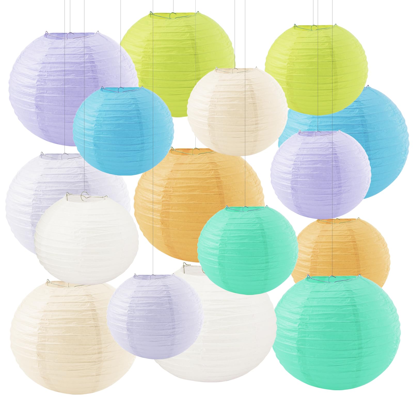 16PCS Colorful Hanging Paper Lanterns Pastel,Colorful Pastel Paper Lanterns,Round Hanging Lantern Classroom Wedding Valentine's Day Wedding Birthday Party Decorations(Macaron)