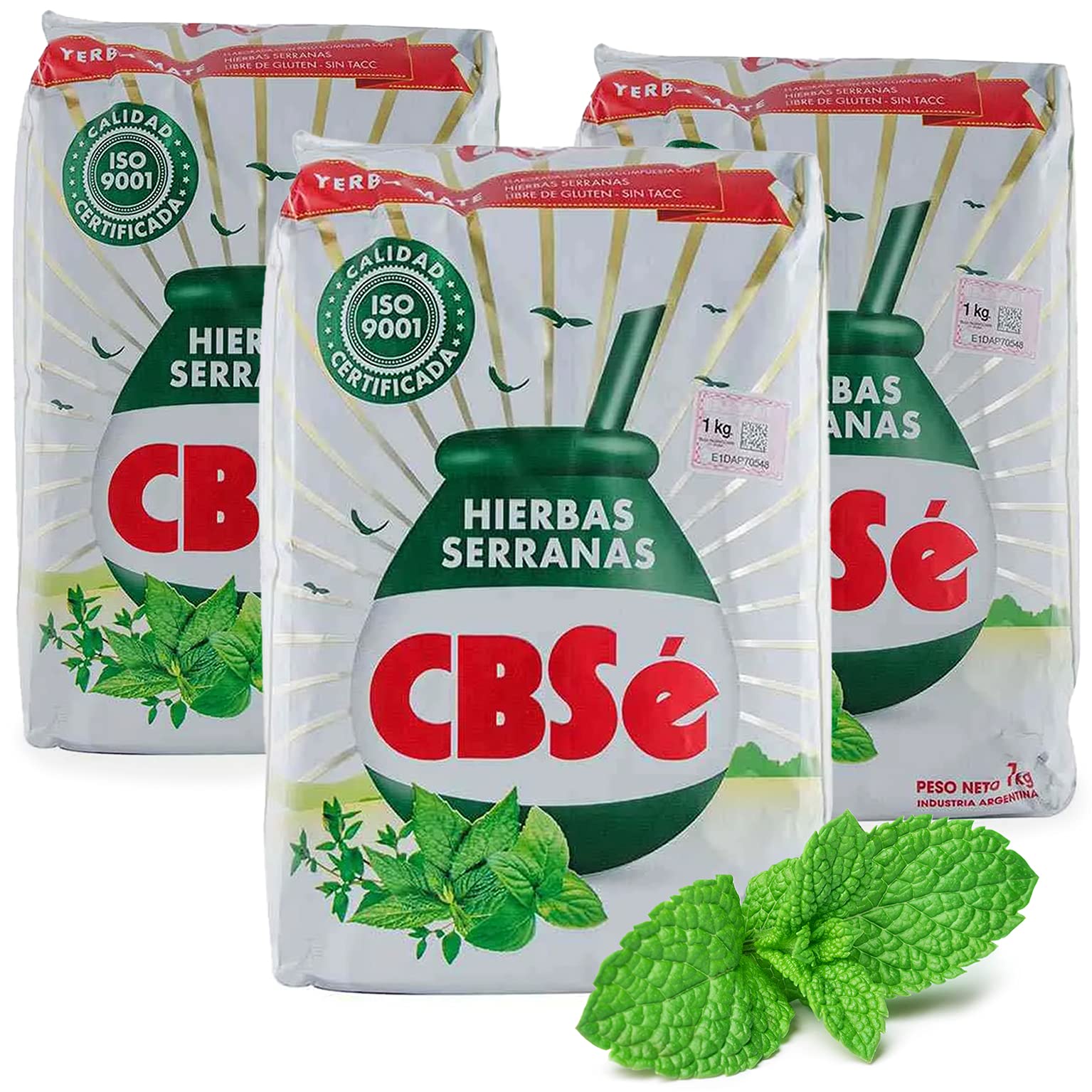 CBSé Yerba Mate Tè Hierbas Serranas 1.5 kg (0.5 kg x 3) | Set Mate Argentino | Bevanda disintossicante ed energetica