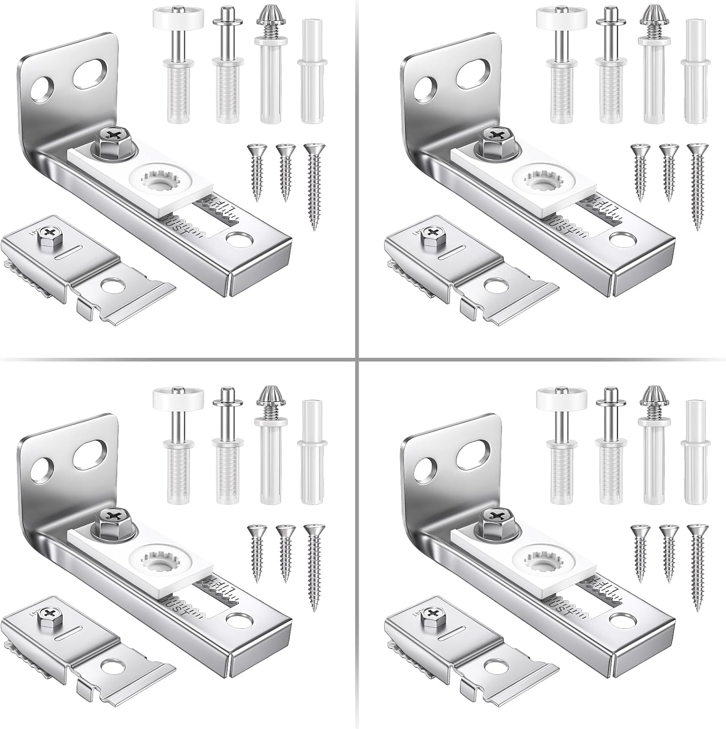 Bifold Door Hardware Repair Kit, 4 Pack Bi-fold Sliding Closet Doors Replacement Parts with Top & Bottom Brackets, Pivots & Guides Wheel, Closet Door Hardware Kit for Folding Pocket & Accordion