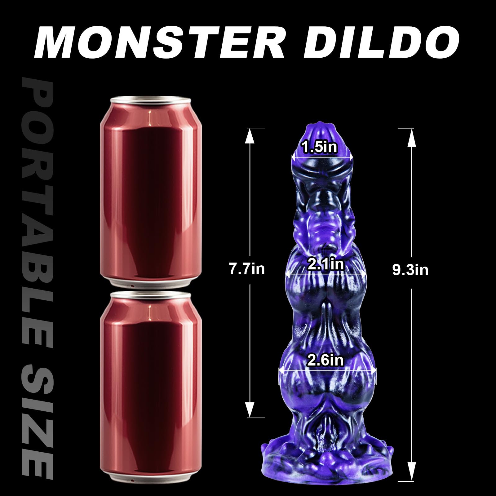 Fallo realistico con doppio nodo mostruoso, fallo fantasy per cani da 23,5 cm con ventosa, fallo drago, fallo nodo spesso, grande fallo anale in silicone punto G, unisex