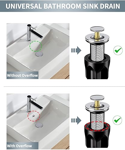 Miniatura 2 de Kit de drenaje de lavabo de baño 2 en 1 mejorado con trampa P flexible, adecuado para tubería de drenaje de PVC de 1-14 o 1-12 pulgadas, drenaje