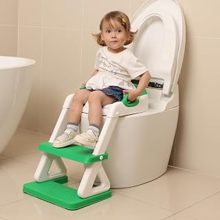 Potty Training Seat - Toddlers Potty Training Toilet with Step Stool Ladder, Toddler Toilet Seat for Kids Boys Girls, Upgrade Training Ladder with Anti-Slip Pads, Comfortable, Safe (Green)