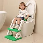 Potty Training Seat - Toddlers Potty Training Toilet with Step Stool Ladder, Toddler Toilet Seat for Kids Boys Girls, Upgrade Training Ladder with Anti-Slip Pads, Comfortable, Safe (Green