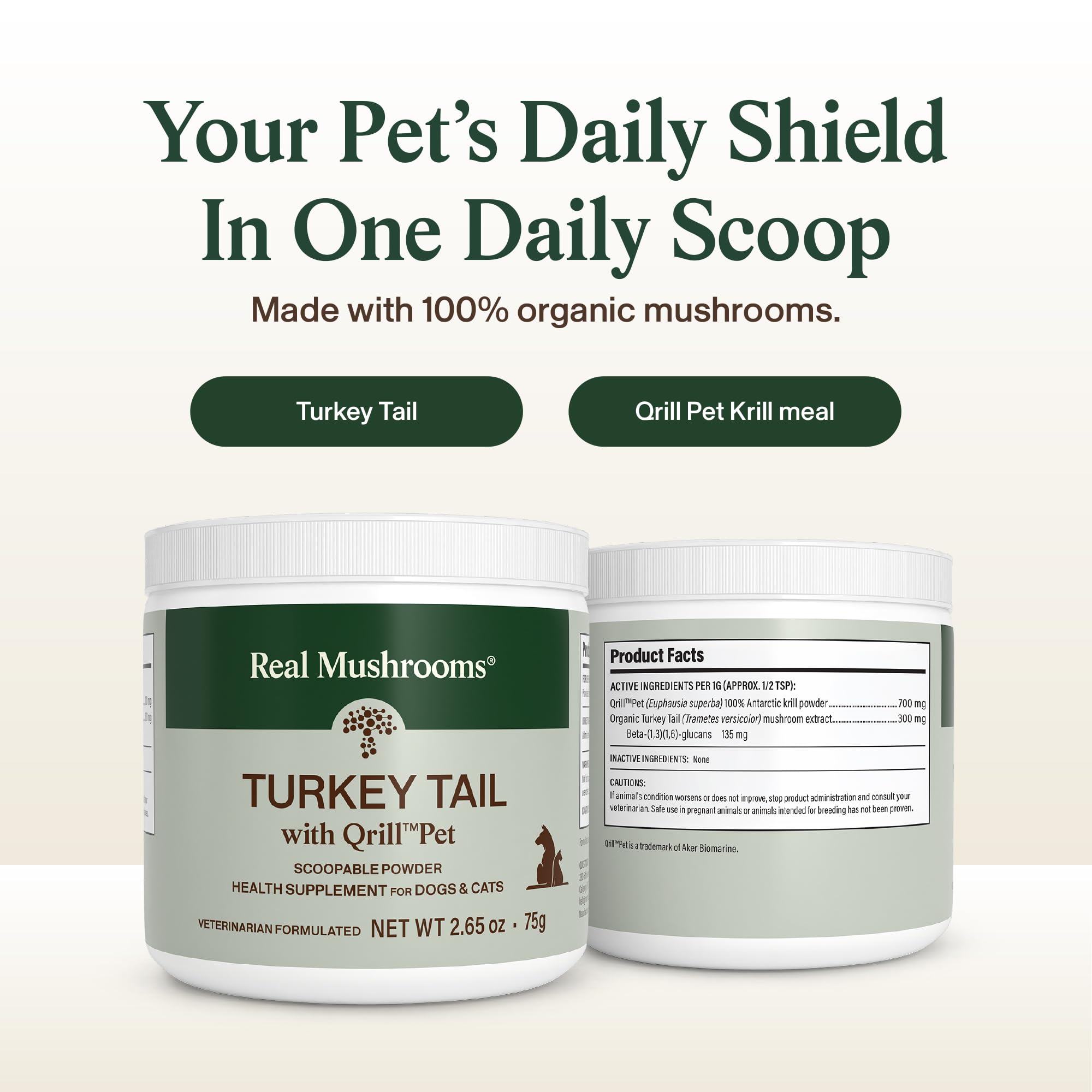 Real Mushrooms Turkey Tail with Qrill for Puppies and Kittens, 75g — Amazon image 2