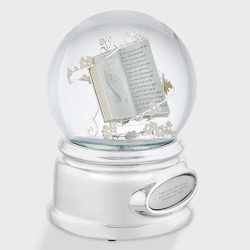 Miniatura 4 de THINGS REMEMBERED Globo de nieve musical grabado con manos orantes, reproduce música "Amazing Grace", regalo hermoso y único (personalización