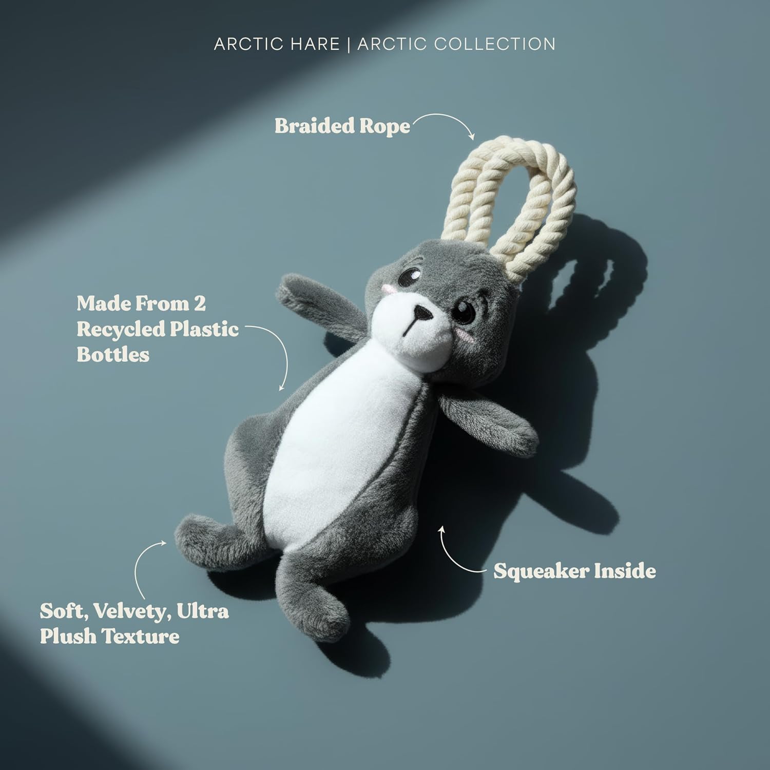 Premium Plush Dog Toy - Arctic Hare Plush Toy, Small Eco Friendly image 2