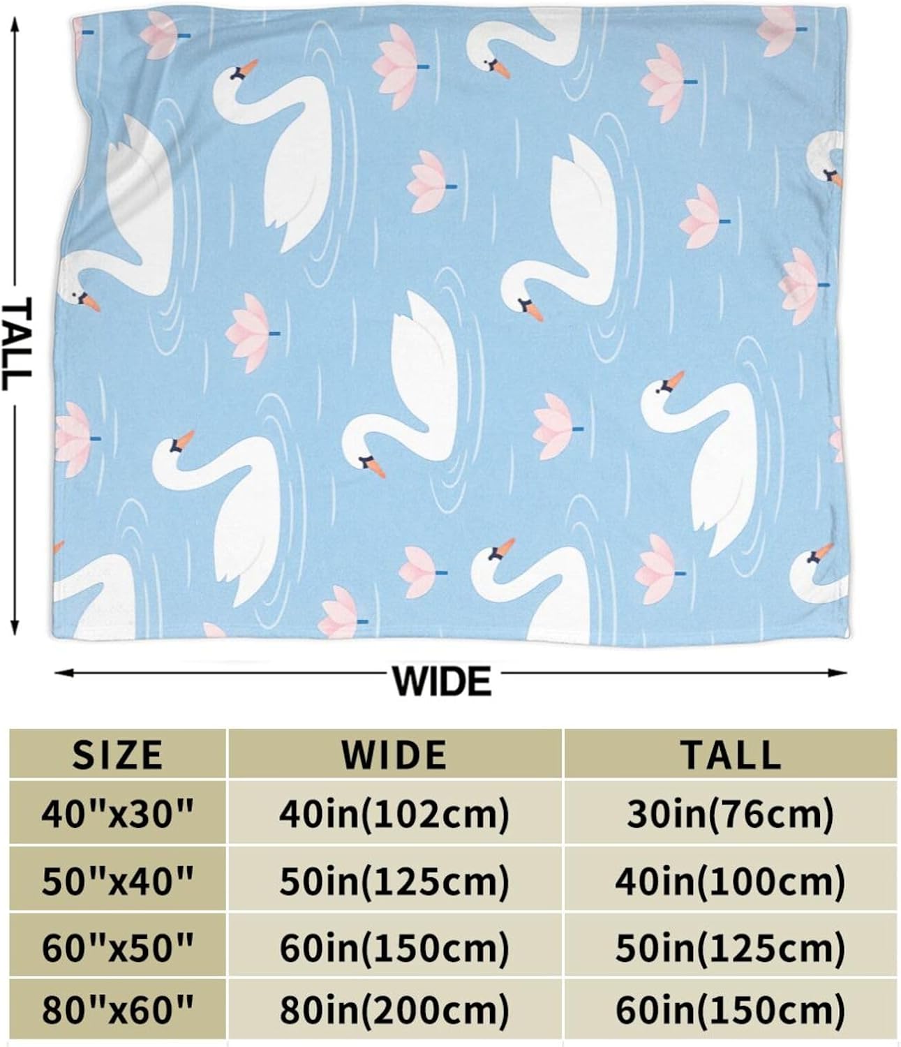 Swan Blanket White Swan Throw Blanket Gifts for Women Girls Fleece Fuzzy Soft Cozy Flannel Plush Warm Bedding Stuff for Kids Adults Sofa Bed Couch 40 x 50 Inch - Image 2