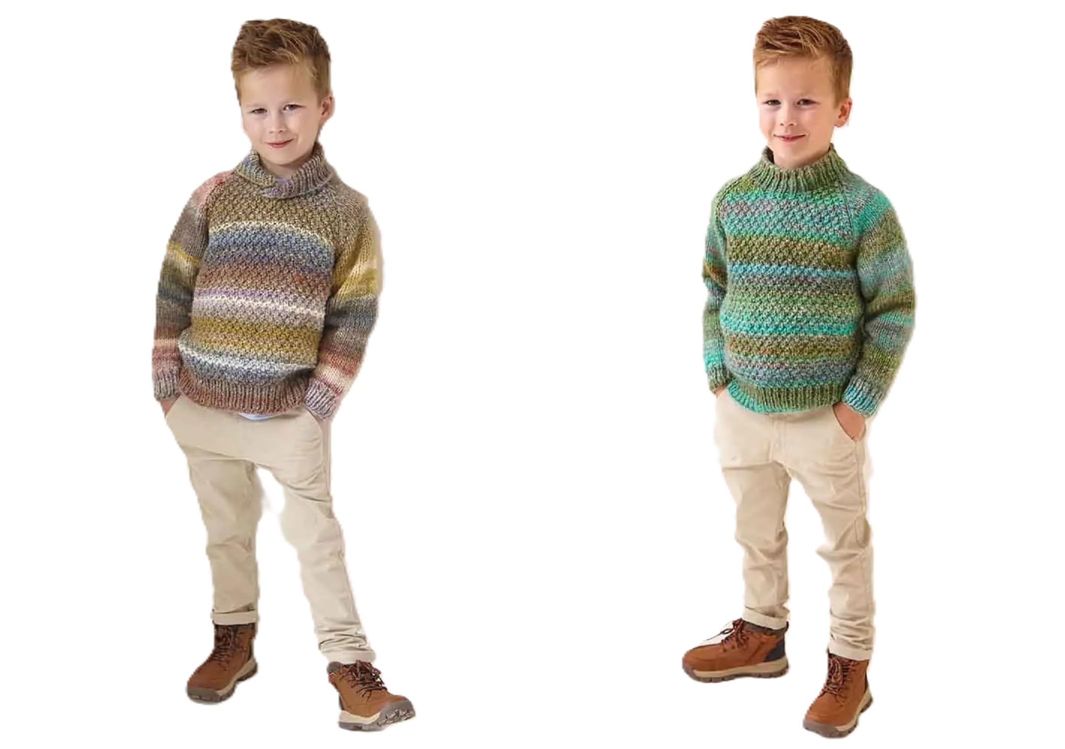 King Cole Kids Chunky Knitting Pattern Boys With or Without Collar Sweater 6243
