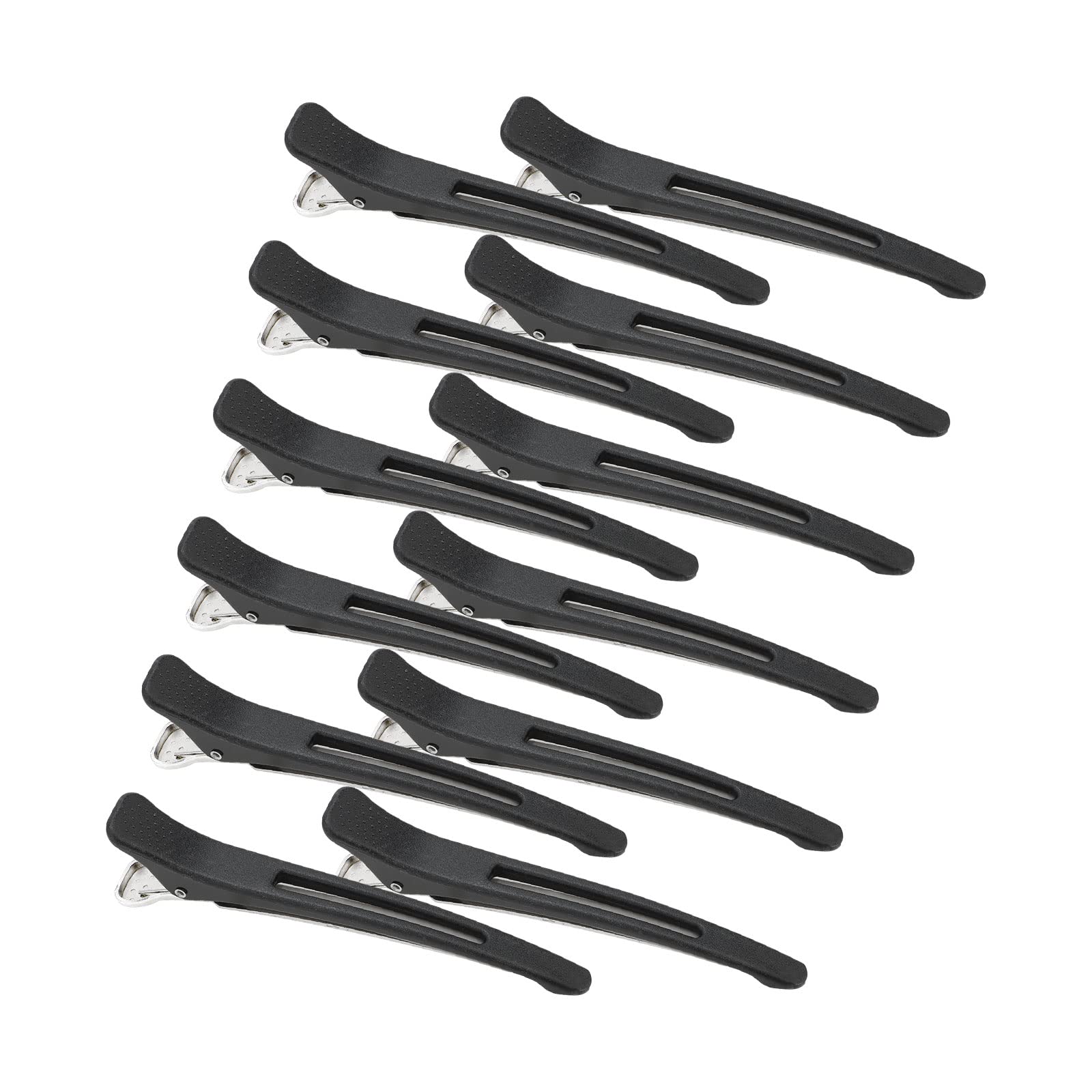 12 Pack Professional Hair Clips for Styling Sectioning, Black Non Slip Hair Clips with Silicone Band No-Trace Hair Clips for Hair Deep Conditioning, Blow Drying, Cutting, Coloring, Styling,