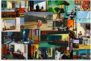 LOKLNEYK Collage Edward Hopper Canvas Gas Decor Edward Hopper Painting Canvas Artist Decor Poster Wall Art Decor Print Picture Paintings for Living Room Bedroom Decoration Style:12x08inch(30x20cm)