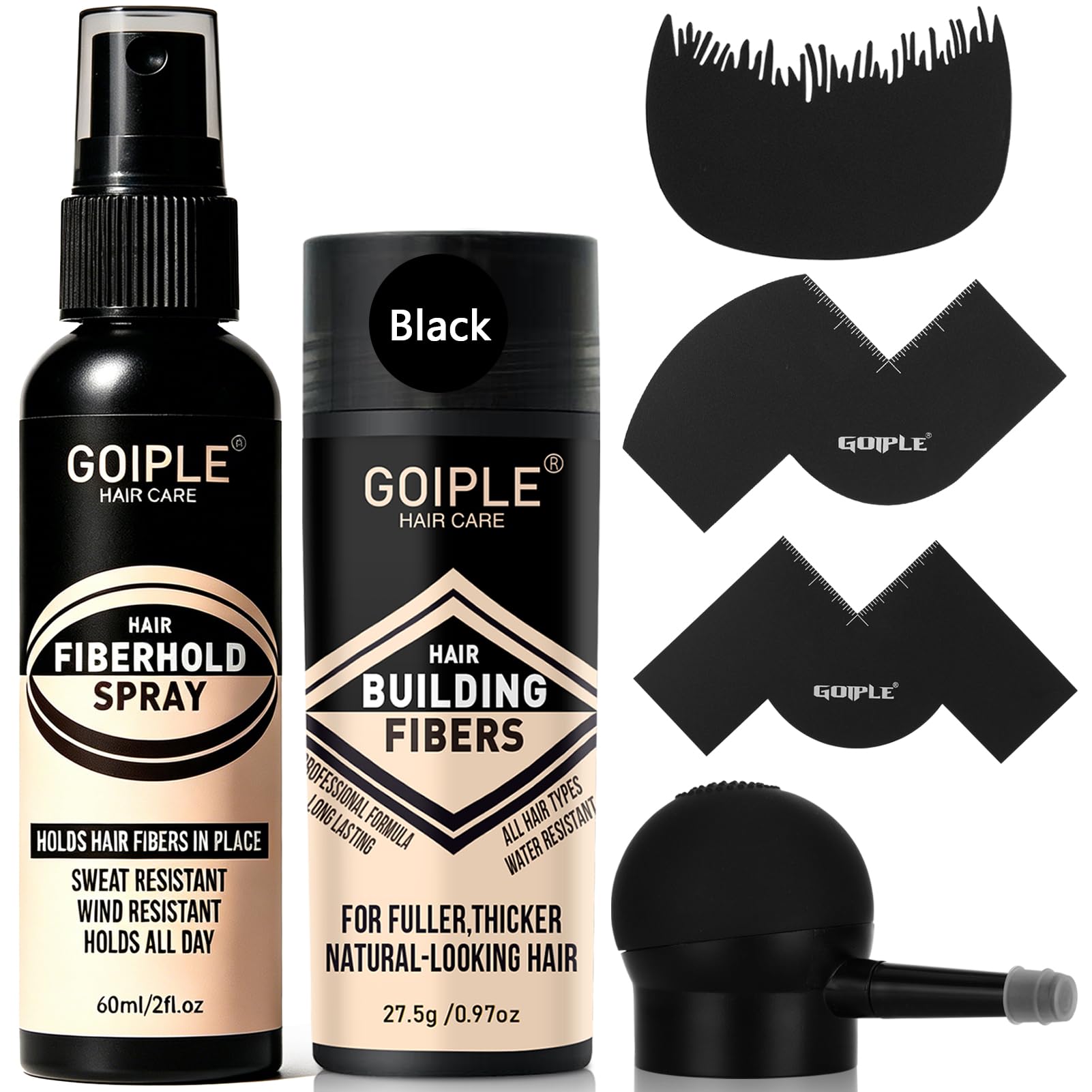 Hair Fibers Water Resistant Spray for Men Hair Fiber Holding Sprays for Black Hairs Extra Hold | Barber Enhancement Sprays for Hair & Beard | Hairline Enhancer & Volumizing Barber Enhancement Card