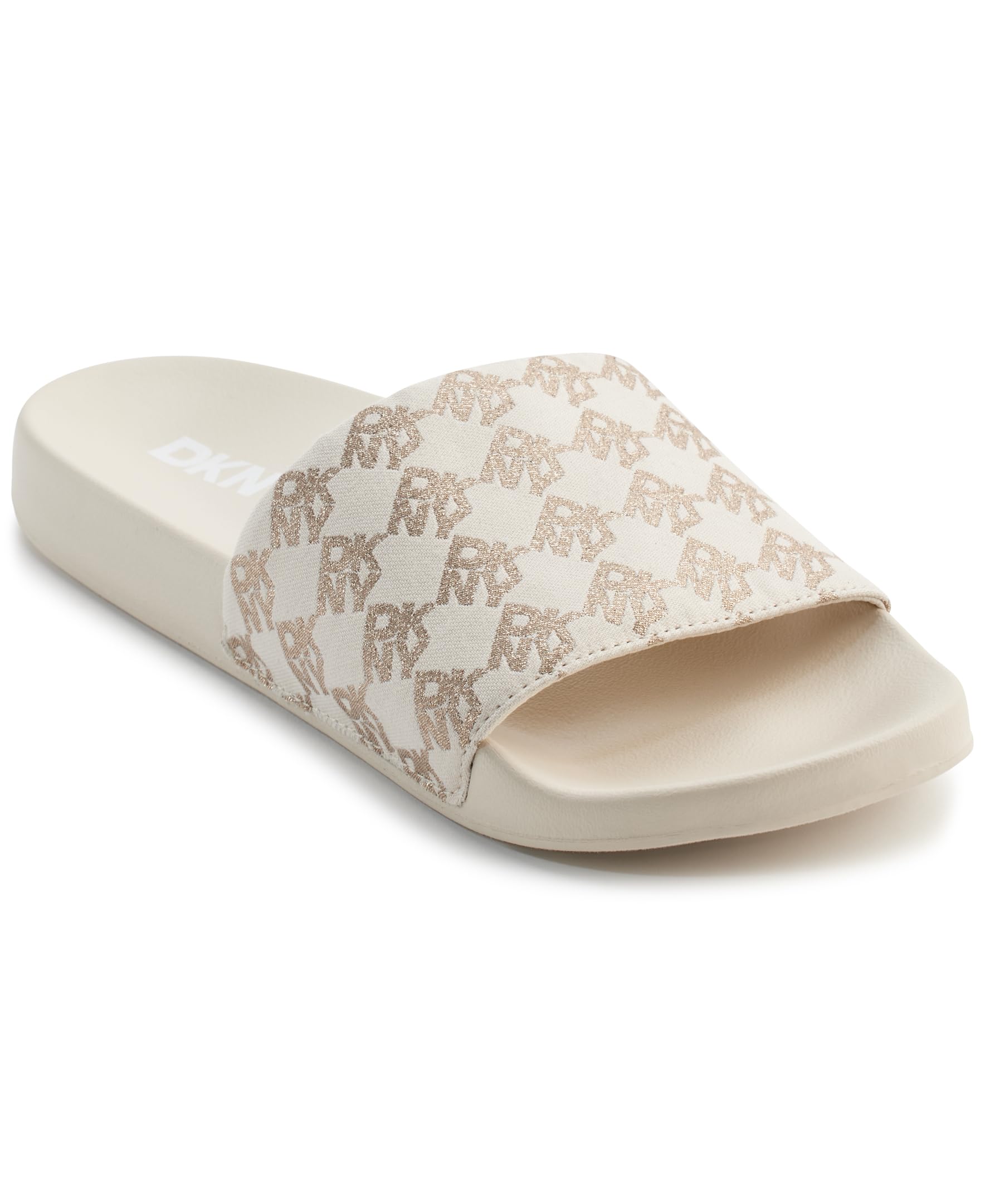 DKNY Women's Zella Flat Slide Sandal, Bone, 38 EU