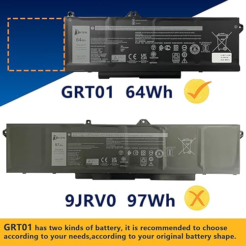 Miniatura 4 de Batería de repuesto GRT01 64Wh para Dell Alienware m17 R5 AMD Gaming Precision 15 3581 3591 3561 3571 3470 Latitude 5521 5531 5431 5421 Series 15.2V