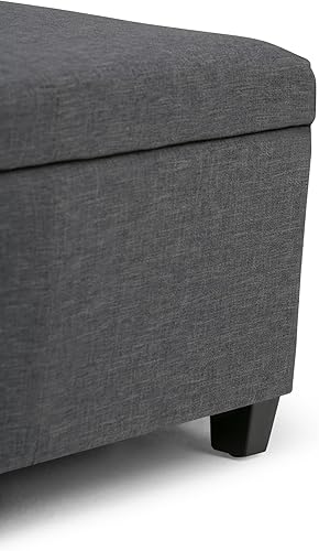 Miniatura 6 de Otomana rectangular de almacenamiento de cuero sintético Simpli Home Avalon., Madera, Gris pizarra Pizarra gris,Crema Satinado,Tanners Marrón,Negro