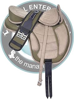 Deen, Enterprises Freemmax - Tincheta de caballo inglés sin árbol para niños con asa + cintura, correas de cuero, tamaño de asiento de 25,4 cm a 30,5 cm (asiento de 11 pulgadas, color azul marino)