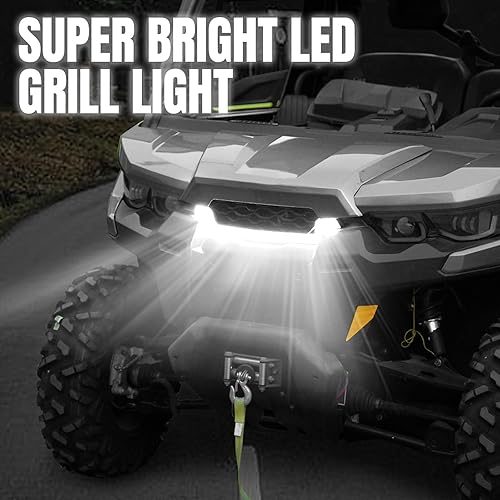 Miniatura 4 de A & UTV PRO Fang - Luz decorativa para Can Am DefenderDefender MAX HD5 HD8 HD10 2016-2019, UTV frontal LED Signature Mesh Grille diurno, accesorios