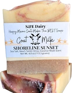 Natural Goat Milk Soap- Farm Fresh Milk- Natural Colors - Essential Oils 4 oz bar- Artisan- Organic-Gentle- Moisturizing- Sensitive Dry Skin- Handmade (Shoreline Sunset)
