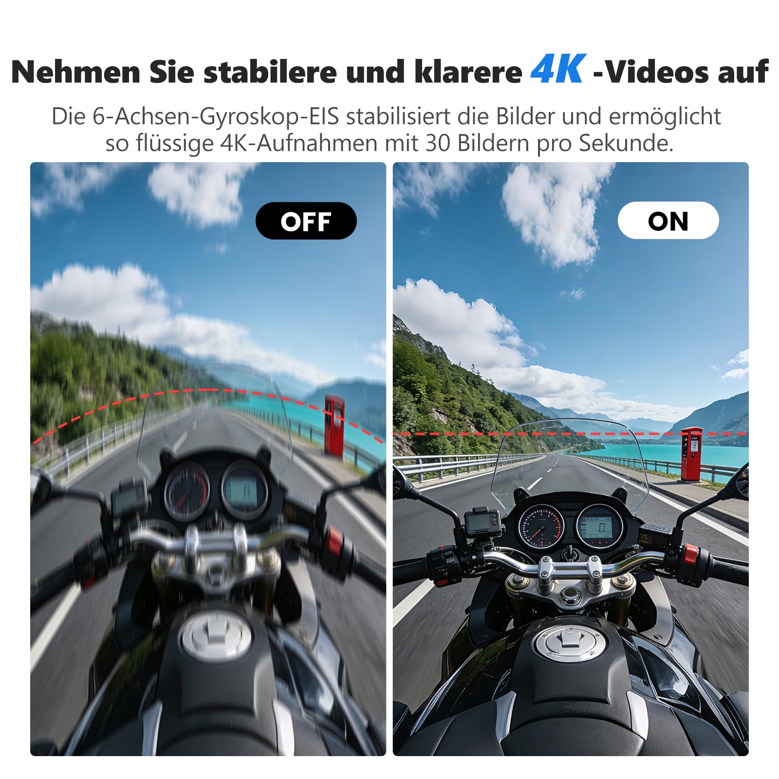 4K 30FPS Vlogging Camera, 64GB Bodycam, Tragbare Freihändig POV-Kamera, 150° Winzige Mini Action Cam Wasserdicht 30M, 6-Achsen EIS Stabilisierung Helmkamera für ski Fahrrad (30M Wasserdicht)