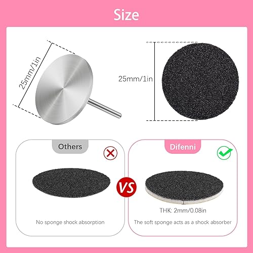 Miniatura 5 de Discos de papel de lija con broca de metal para uñas, disco de lijado de pedicura, 100 unidades de discos de papel de lija de 0.984 in, discos de