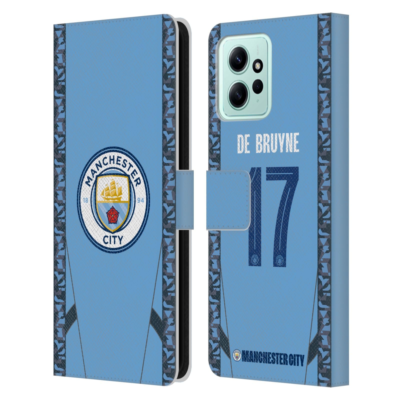 Head Case Designs Officially Licensed Manchester City Man City FC Kevin De Bruyne 2024/25 Players Home Kit Leather Book Wallet Case Cover Compatible with Xiaomi Redmi 12