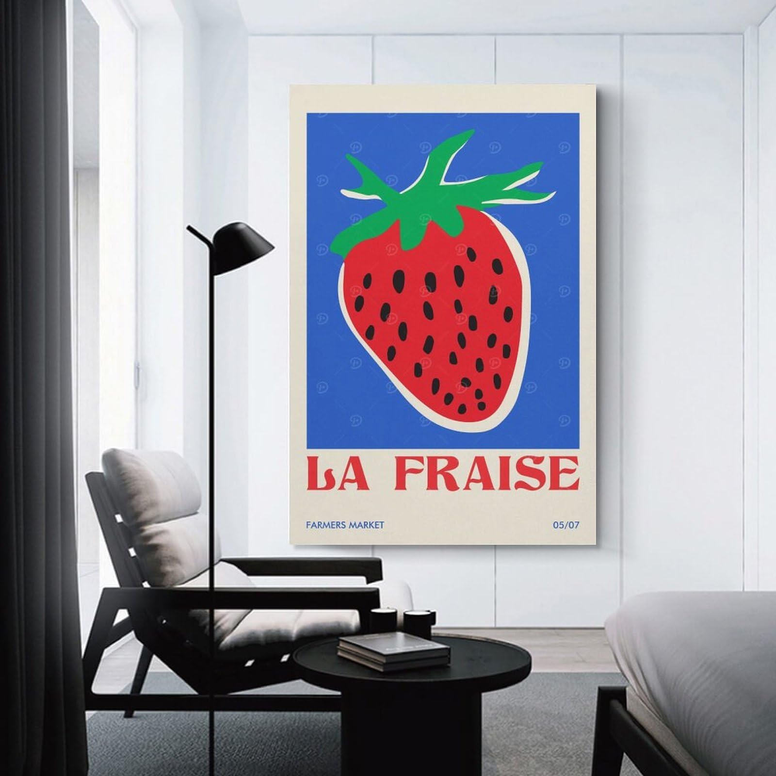 Junmoney Unframe-Style-6-1 Wall Decor Canvas Print La Fraise Strawberry Art, 12X18inch(30X45cm), For Sofa Walls, Lounge Or Home Corners, Modern Wall Decor For Cosy Interiors