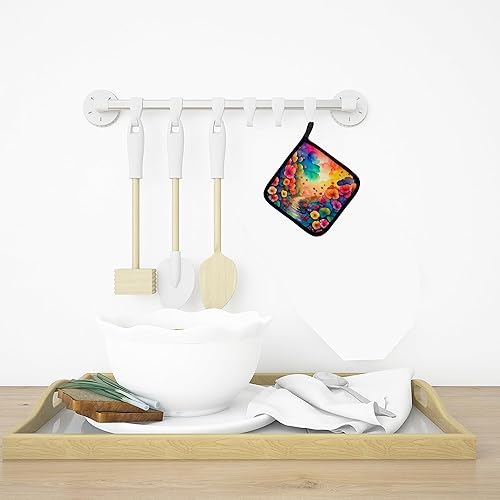 Miniatura 10 de Caroline's Treasures Colorful Asters Pair of Pot Holders Kitchen Heat Resistant Pot Holders Sets Oven Hot Pads for Cooking Baking BBQ, 7 12 x 7 12