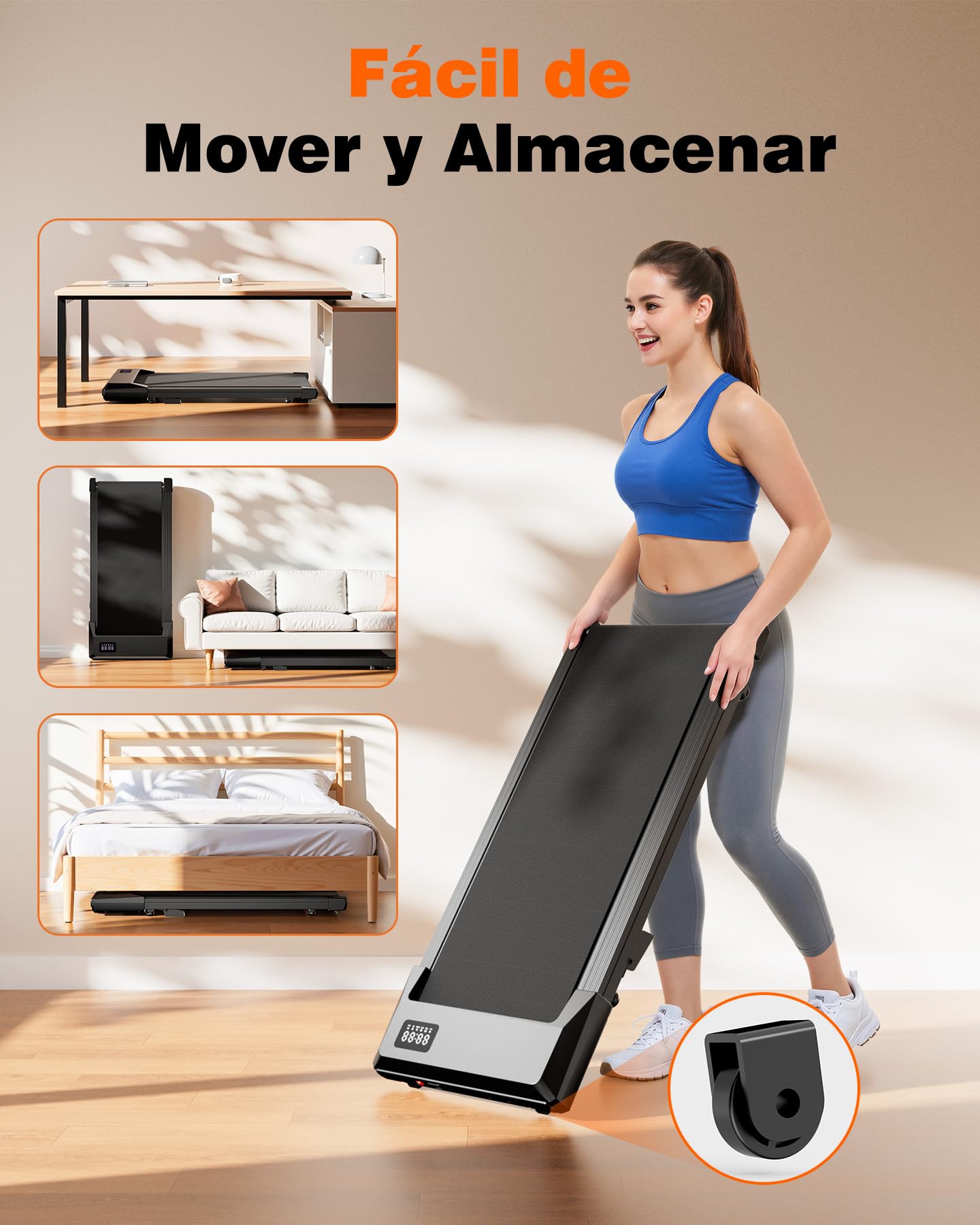 Superun 3,0 HP Cinta de Correr Plegable para el Hogar de Alta Tecnología, 136KG Treadmill, 2-en-1 Cinta de Andar Que Ahorra Espacio con Control App, Cursos de Entrenamiento y Carreras Multi-Curso