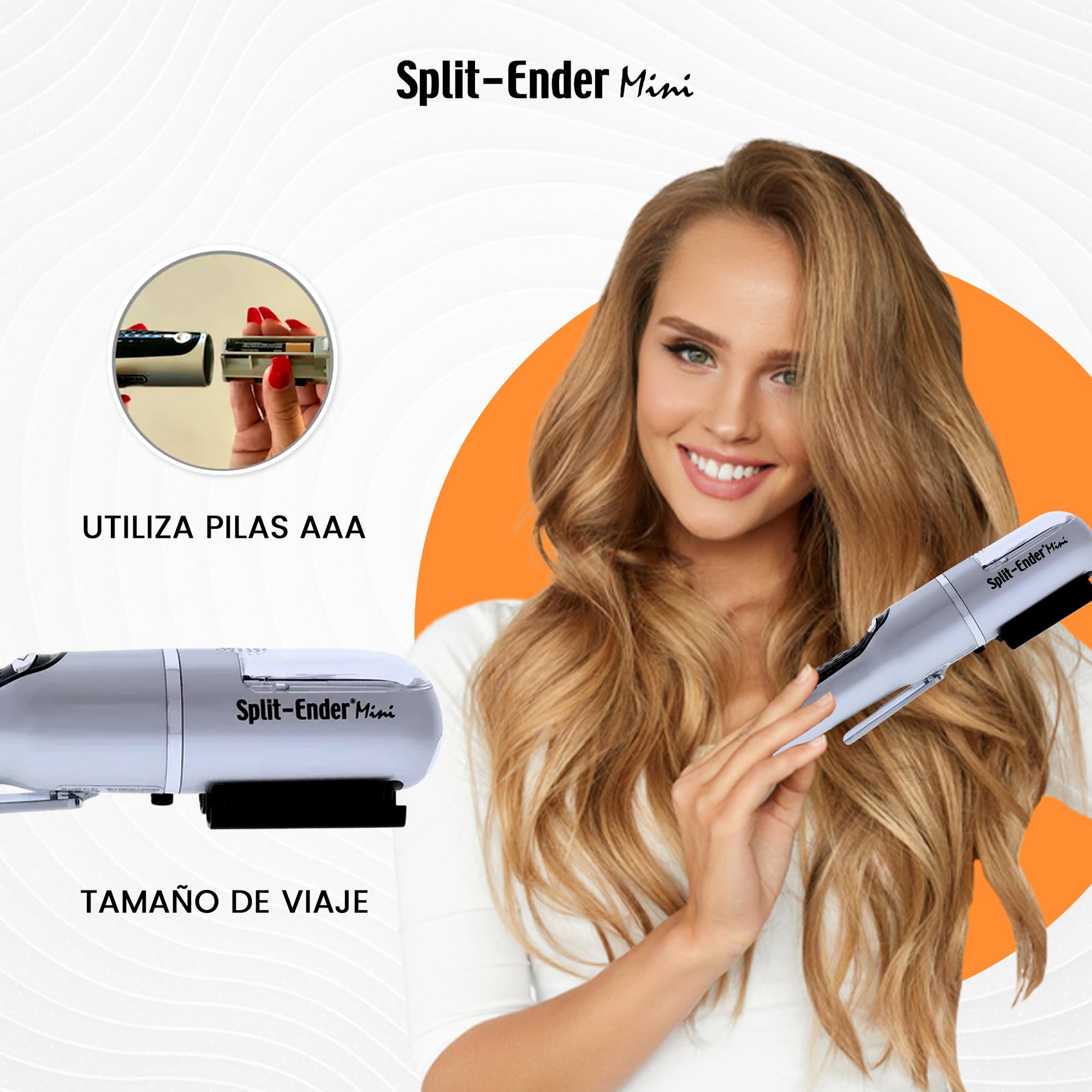 Split Ender Mini la Original - Cortapelos inalámbrico de puntas abiertas - Plateado