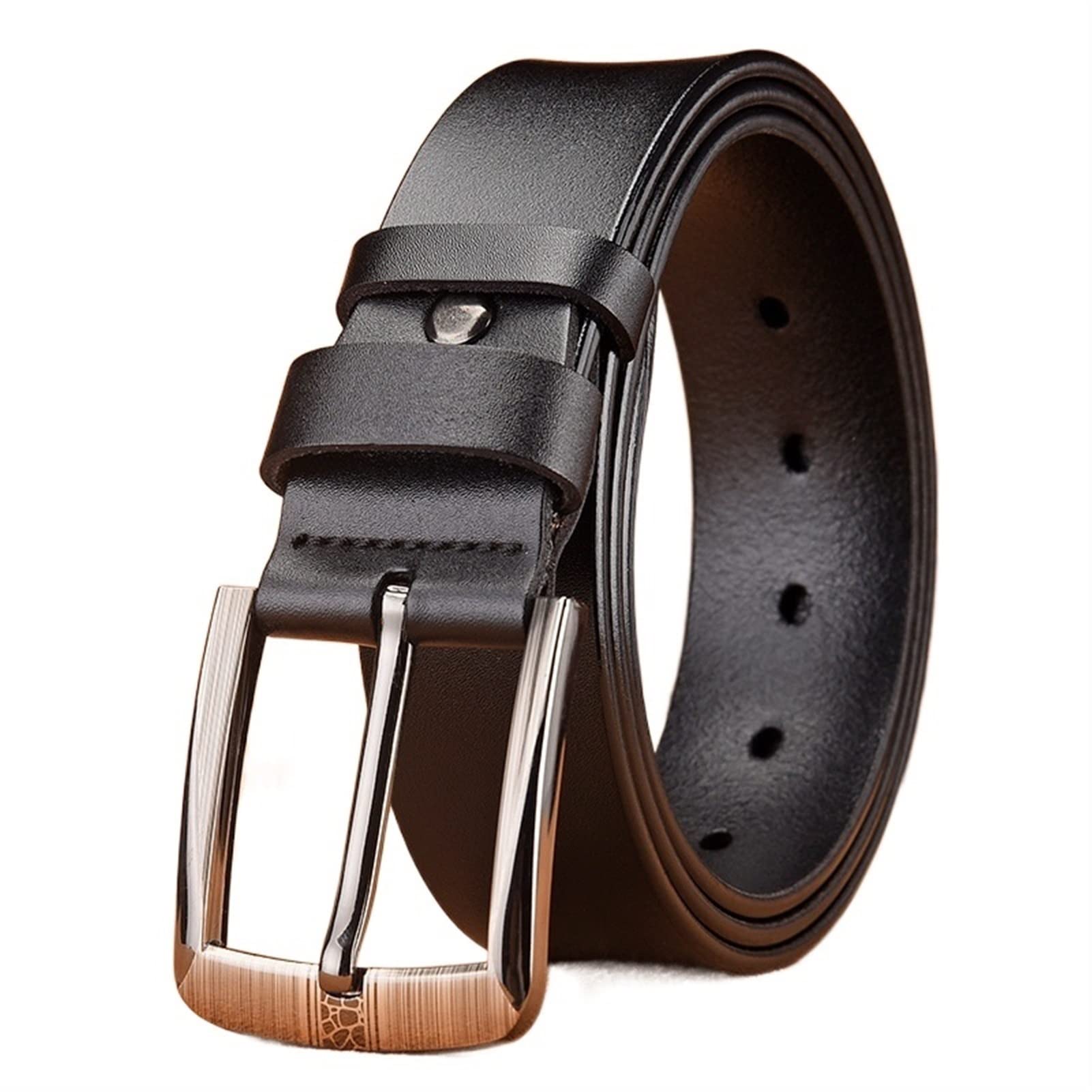 Cinture da Uomo, Cintura in Pelle da Uomo in Pelle Pin Fibbia Cintura Casual Marea Larga Medio Giovane Semplice Pantaloni Cintura Casual Formale Fibbia a Fibbia Regolabile Fibbia a Fibbia
