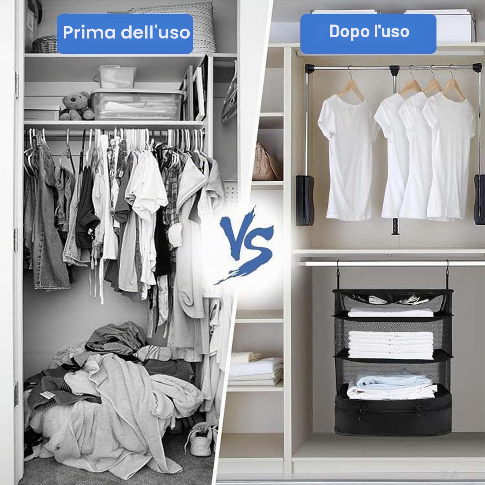 Dokeno Organizer Valigia, Organizer per Valigie da Appendere con Borsa per Cosmetici Pieghevole Organizer Valigia Salvaspazio, Packing Cubes Set Compressione