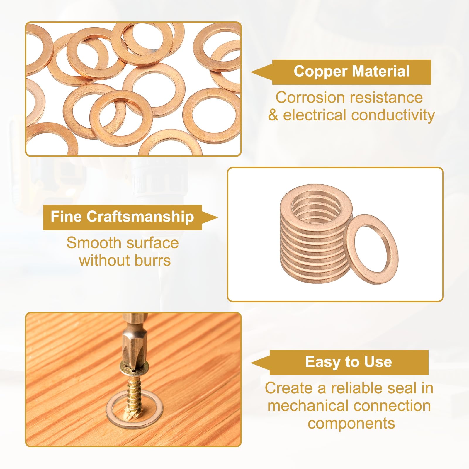 PATIKIL M12 Copper Washer Sealing Ring - Image 3