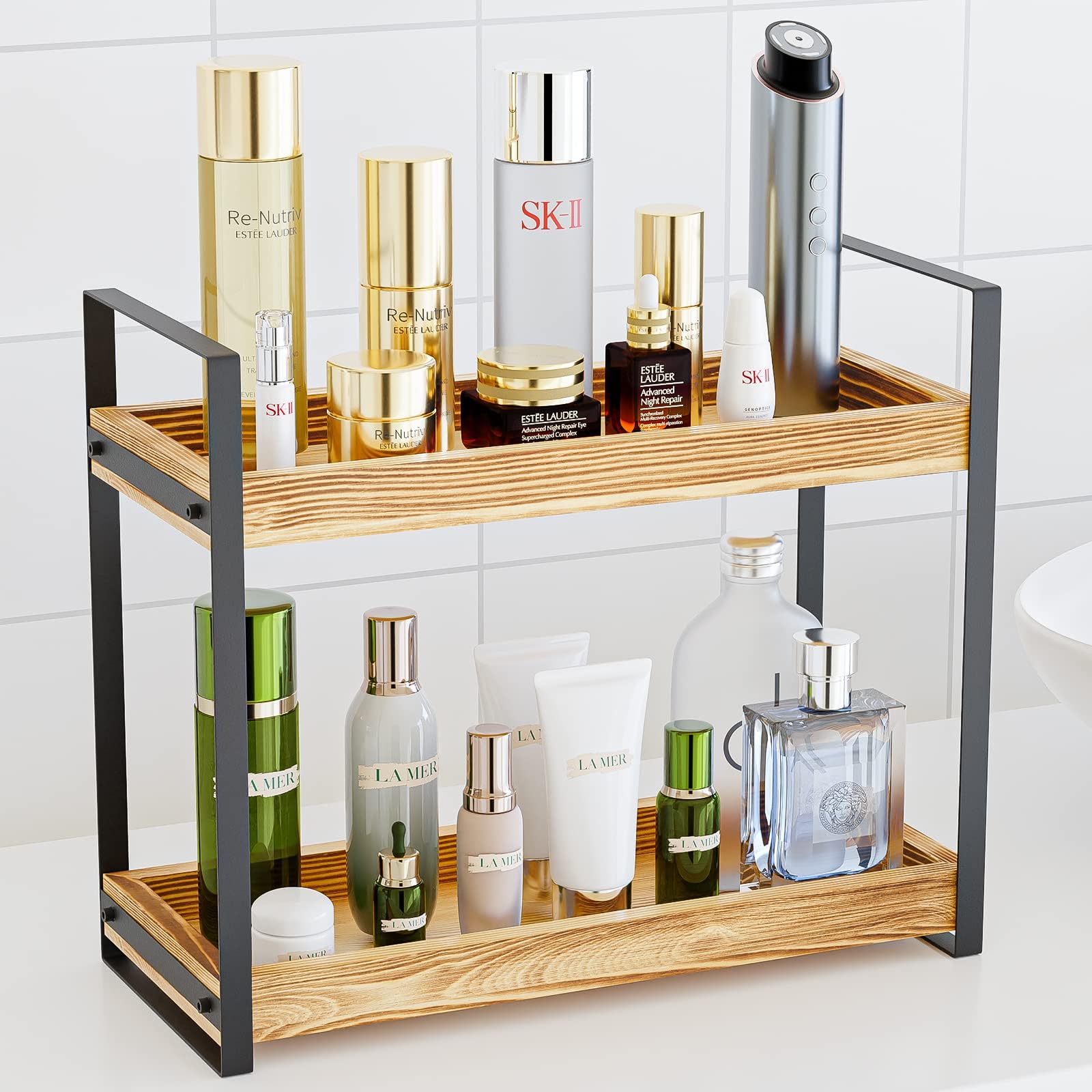 Amazon.com: AieeJL 2-Tier Finished Wood Countertop Organizer for ...