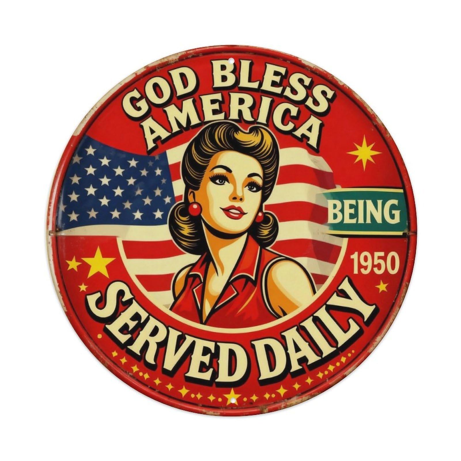 Vintage Patriotic USA Tin Sign Metal Tin Sign Plaque