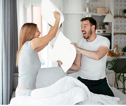 Miniatura 5 de Oakias Paquete de 24 almohadas cuadradas blancas  Funda de algodón de 18 x 18 pulgadas  Juego de almohada ligero suave y duradero  Almohadas