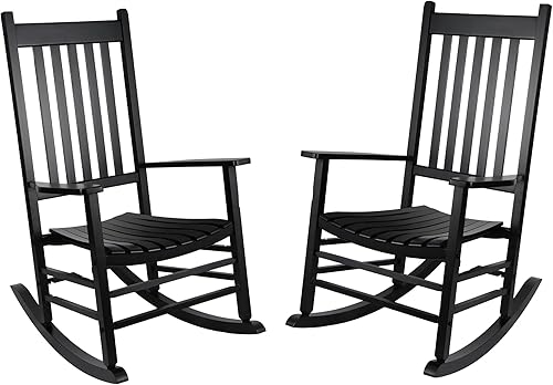 Mecedora de patio, mecedora para exteriores, mecedora de madera para porche, mecedora de madera para adultos para jardín, césped, balcón, patio