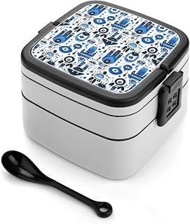 Abstract Blue Eyes 1 Print Bento Box, Cute Lunch Box Containers for Adults Women Men, Small Salad Container for Lunch, Reusable Double Lunchable Stackable