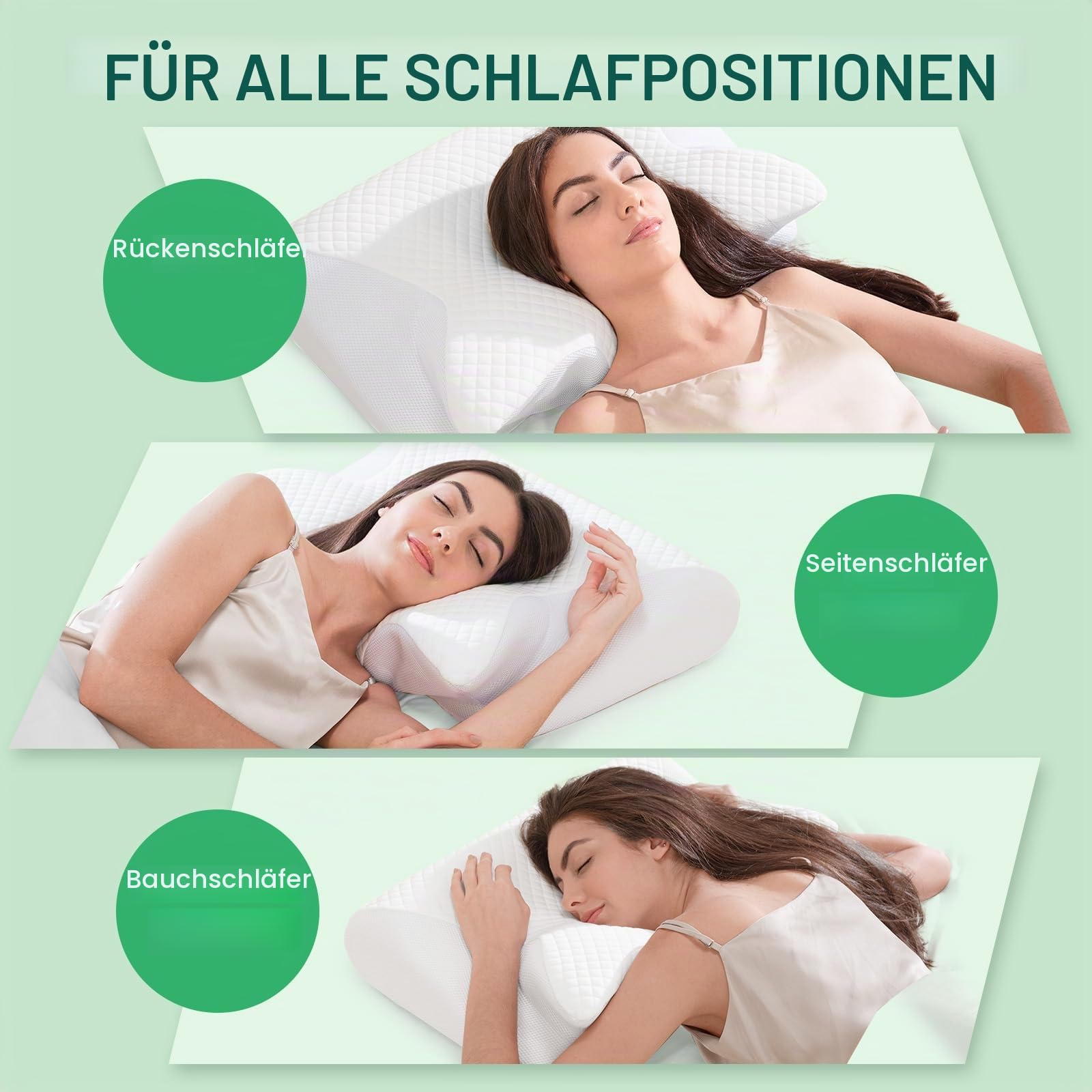 Nackenkissen 2 in 1 Memory Foam Kissen 60x40x12/14cm Weiß | Ergonomisches Nackenstützkissen für Rücken-, Seiten- und Bauchschläfer, Waschbarer und Abnehmbarer Kissenbezug