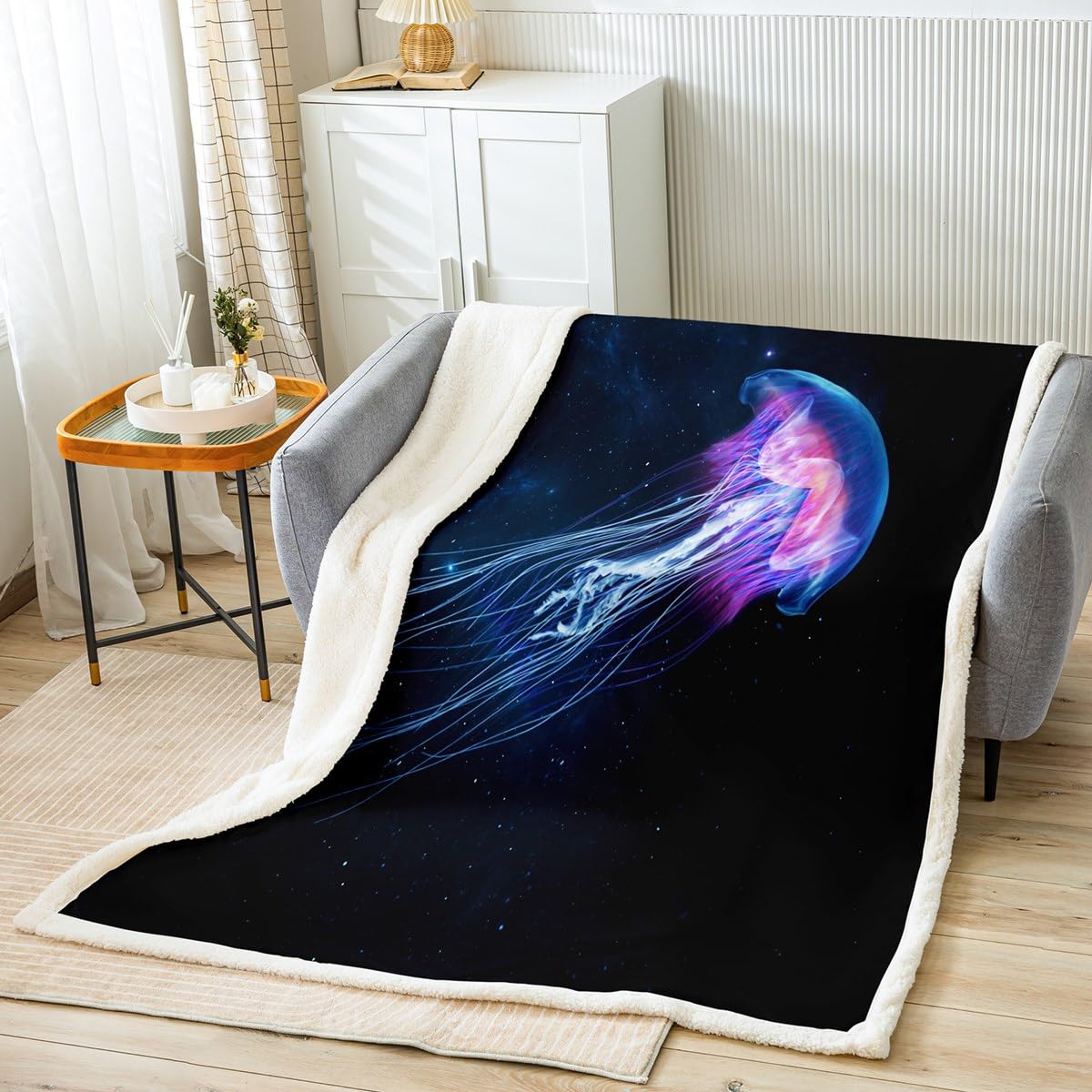 Kwallen gooien deken oceaan schepsel thema Fleece Sherpa deken