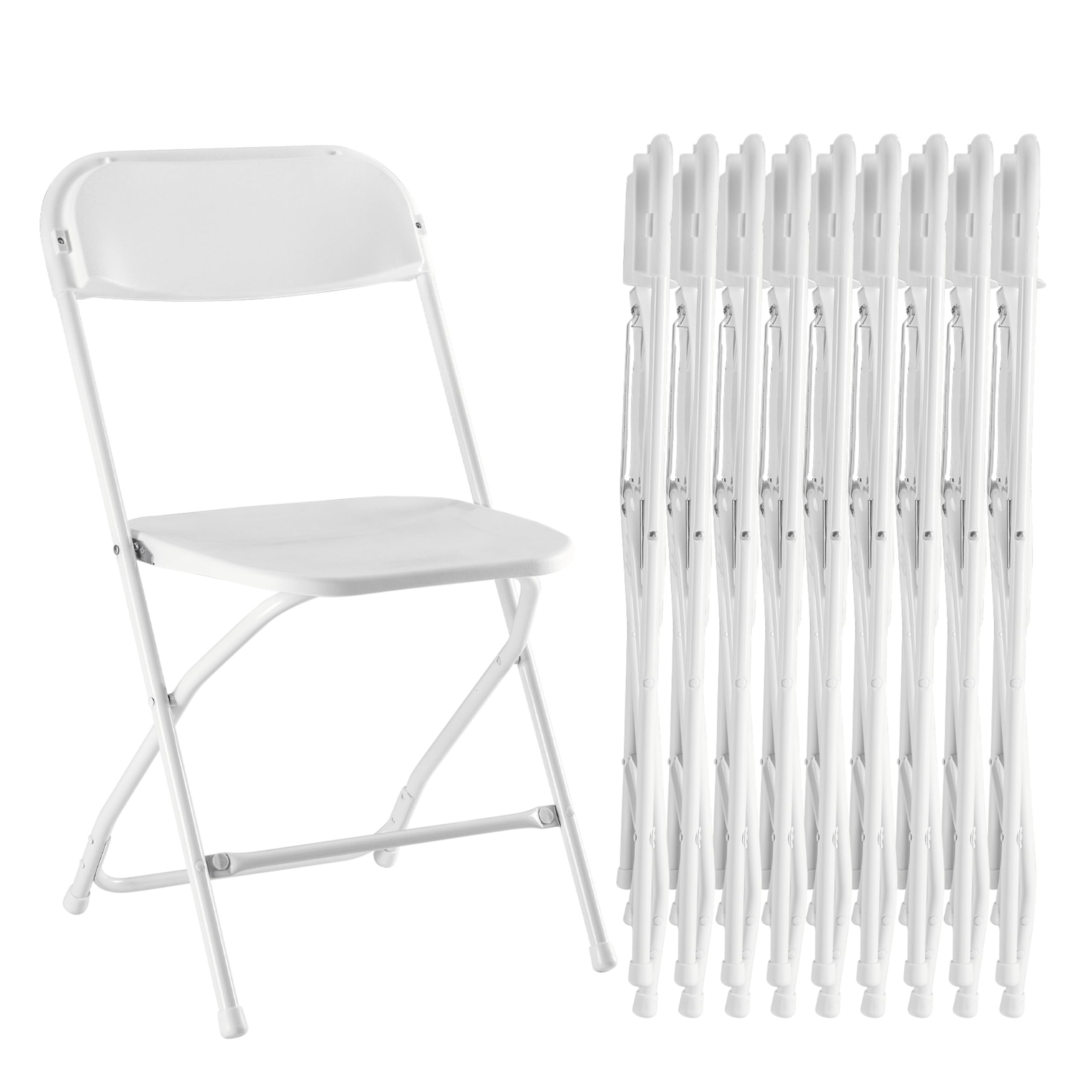 Simple Deluxe 10-Pack Folding Chairs Plastic, Foldable Stackable Portable Chairs with Metal Frame 330lb Capacity, for Indoor Outdoor Use, Commercial
