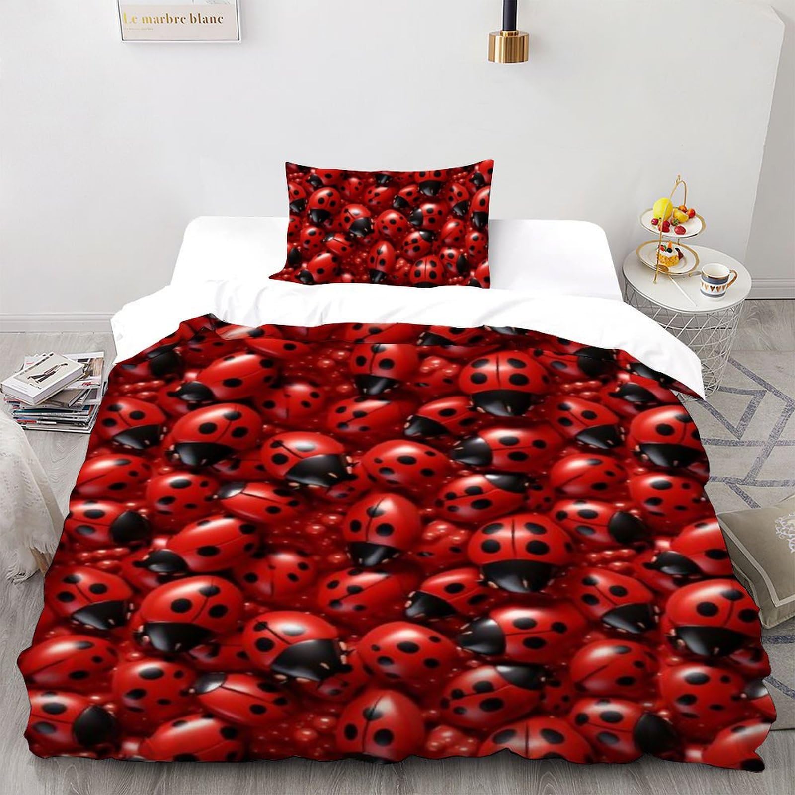 Housse de couette coccinelle rouge pour illuminer les nuits de votre garçon avec de tendres animaux