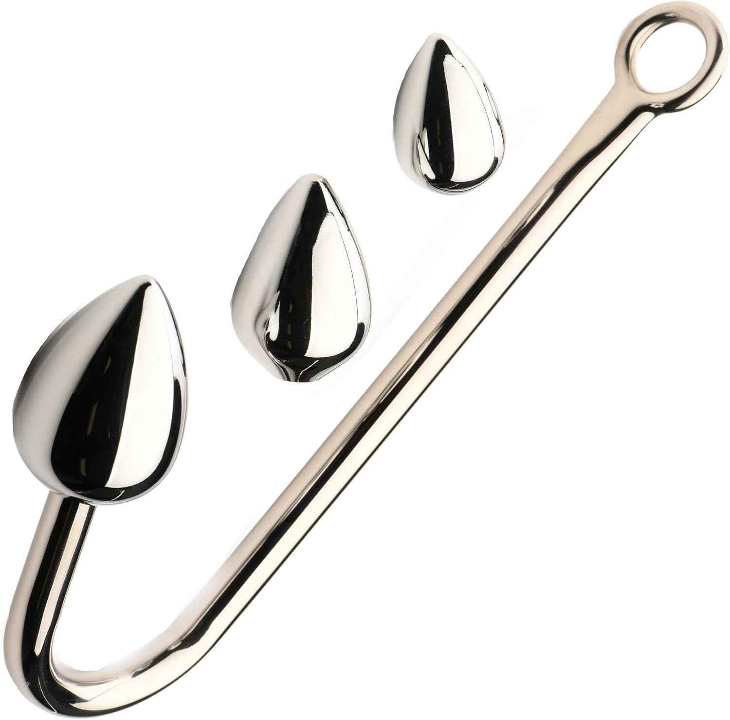 MASTER SERIES Anal Hook Trainer Anal Hook with 3 Plugs for Men, Women & Couples. Stainless Steel Hook, 3 Interchangeable Aluminum Alloy Plugs, Tapered for Easier Insertion. 4 Pieces, Grey