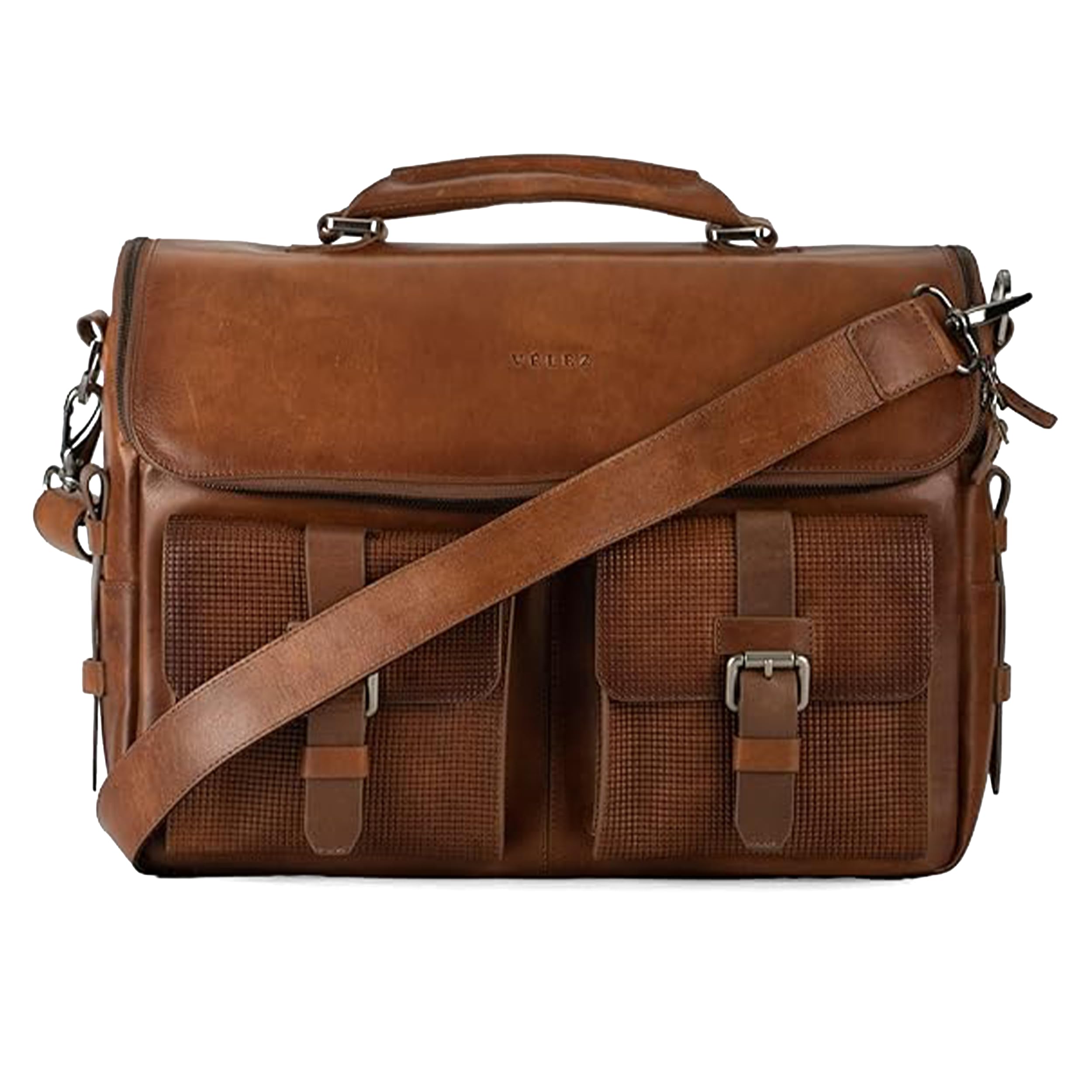 - Tan Full Grain Leather Messenger Bag for Men - 15" Laptop Briefcase - Mens Vintage Business Crossbody Computer Bags