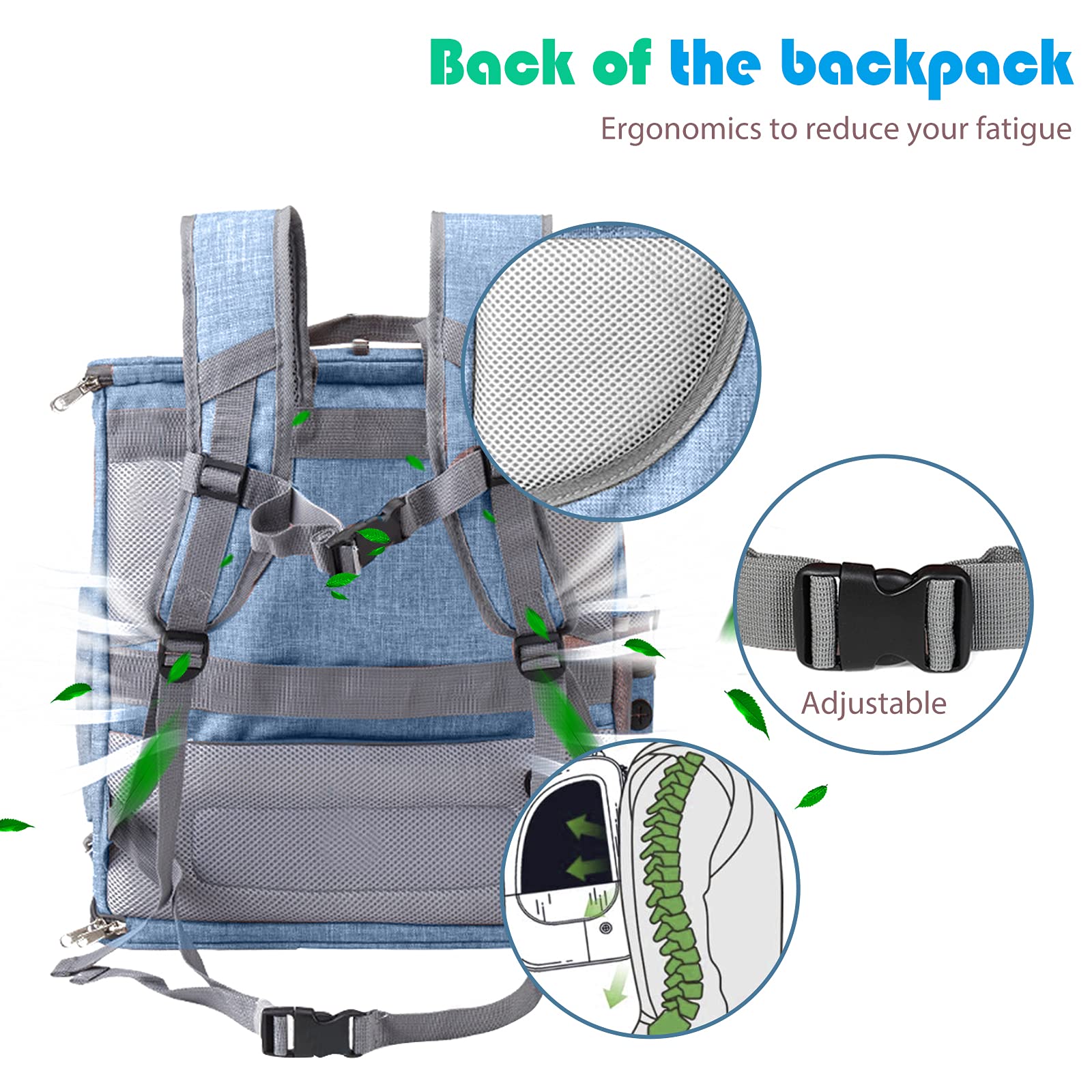 PETCUTE Zaino per Cani e Gatti,Traspirante Borsa Trasportino Cane con Struttura Solida,Pieghevole Borsa Trasportino per Cani con Materasso Morbido,Tracolla Regolabile,Carico Massimo 10kg